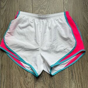 Nike White and Pink Athletic Shorts